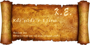 Káplár Elina névjegykártya